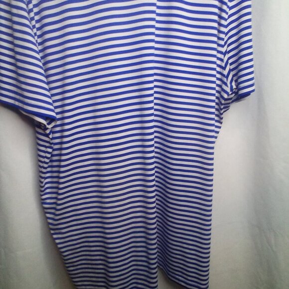 Nautica Polo Shirt XL Men Short Sleeve Stripe Soft Stretch Blue White - Picture 16 of 16